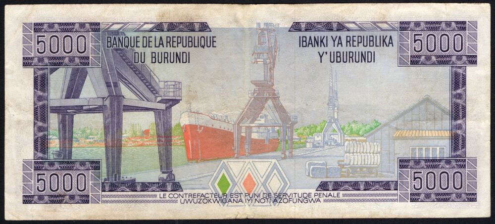 Burundi - 5000 Francs 1989 - Pick # 32c - Fine