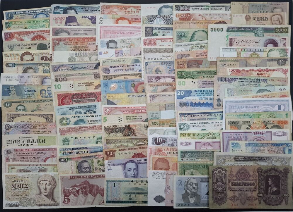 Mixed lot of 100 world banknotes, in circulated grades (7)