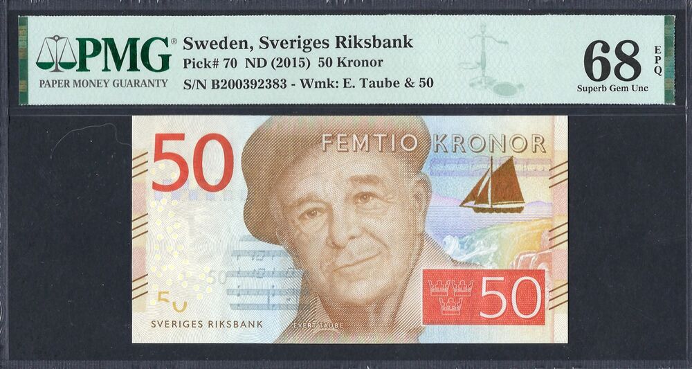 Sweden - 50 Kronor ND (2015) - Pick # 70 - PMG 68 EPQ