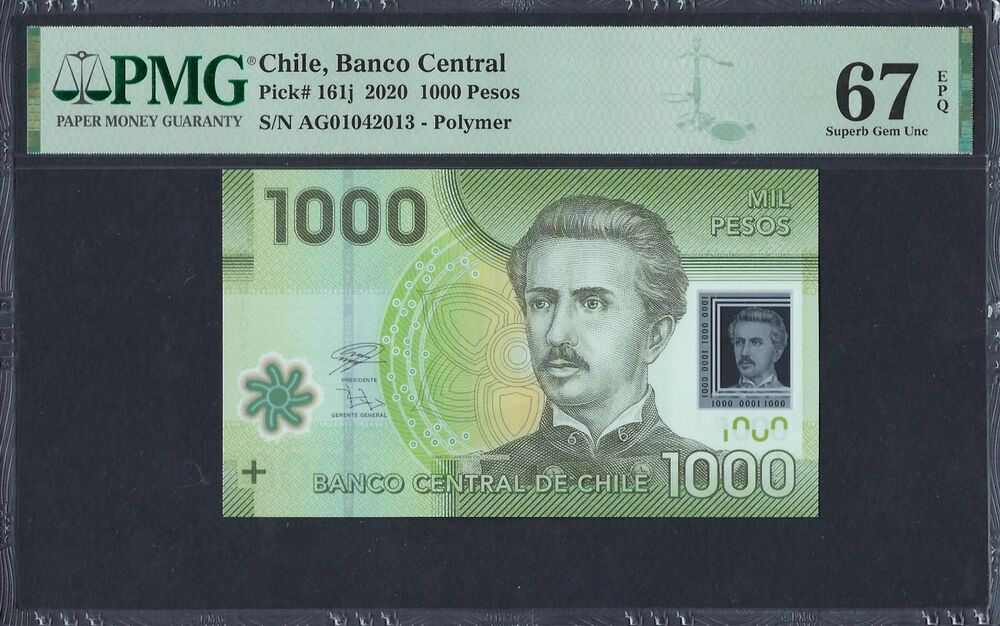 Chile - 1.000 Pesos 2020 - Pick # 161j - PMG 67 EPQ