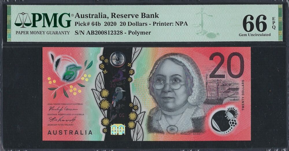 Australia - 20 Dollars 2020 - Pick # 64b - PMG 66 EPQ