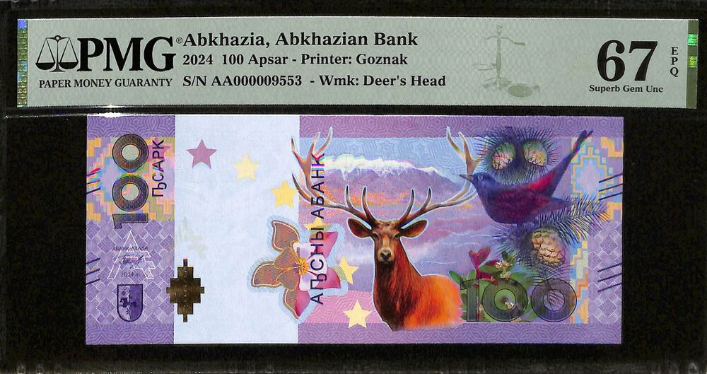 Abkhazia - 100 Aspar 2024 - Pick # PNL - PMG 67 EPQ