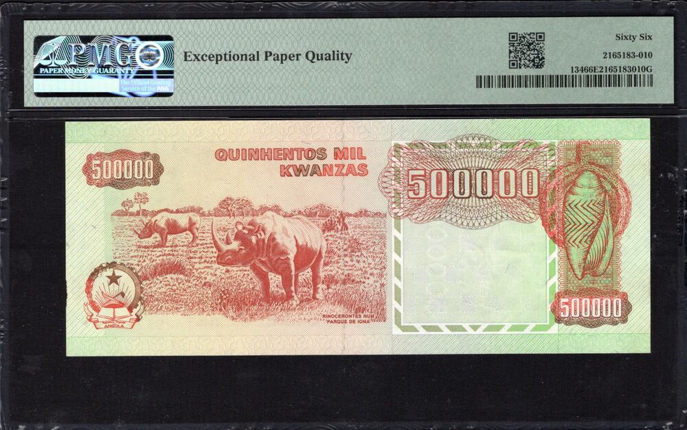 Angola - 500.000 Kwanzas 1991 (ND 1994) - Pick # 134 - PMG 66 EPQ