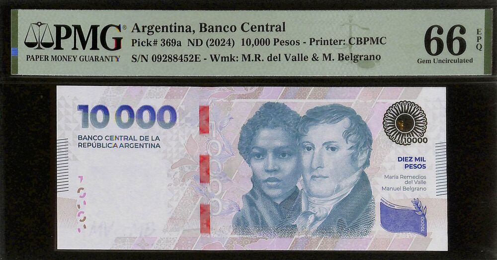 Argentina - 10.000 Pesos ND (2024) - Pick # 369a - PMG 66 EPQ