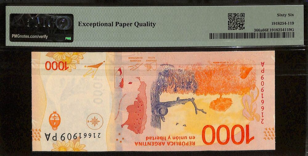Argentina - 1000 Pesos ND (2017) - Pick # 366a - PMG 66 EPQ