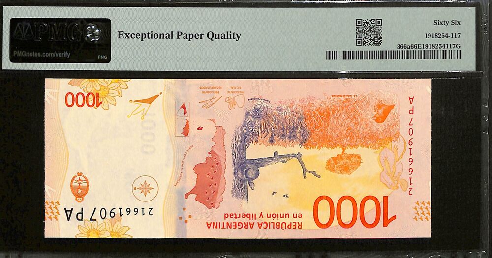 Argentina - 1000 Pesos ND (2017) - Pick # 366a - PMG 66 EPQ