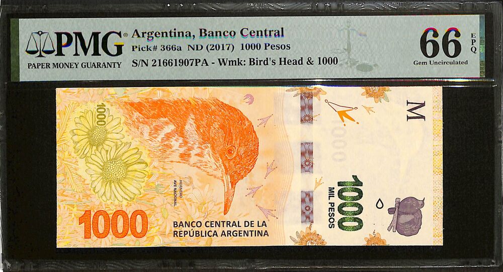 Argentina - 1000 Pesos ND (2017) - Pick # 366a - PMG 66 EPQ