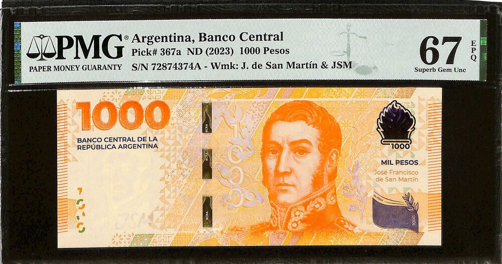 Argentina - 1000 Pesos ND (2023) - Pick # 367a - PMG 67 EPQ