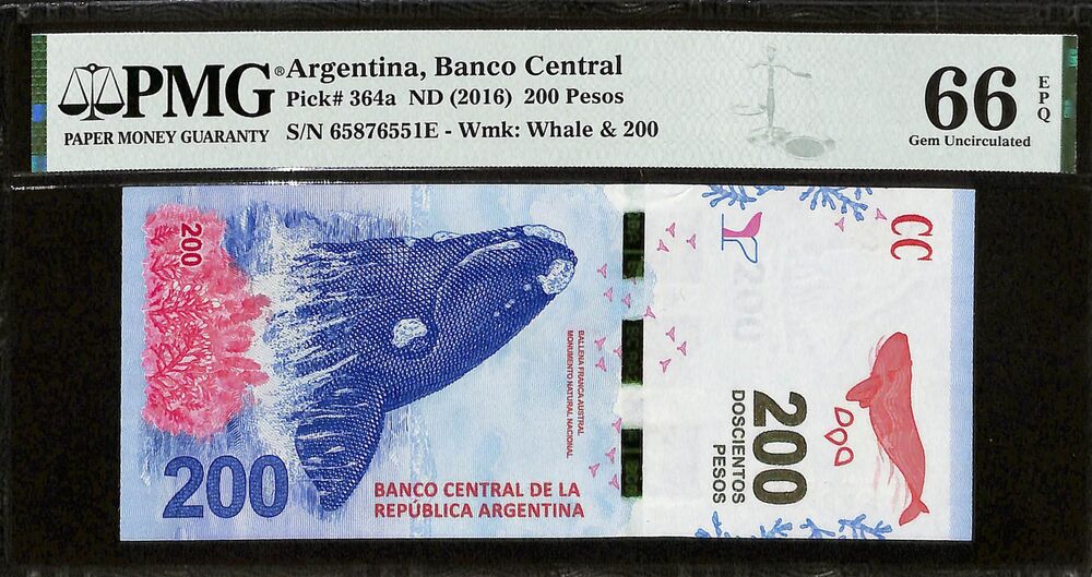 Argentina - 200 Pesos ND (2016) - Pick # 364a - PMG 66 EPQ