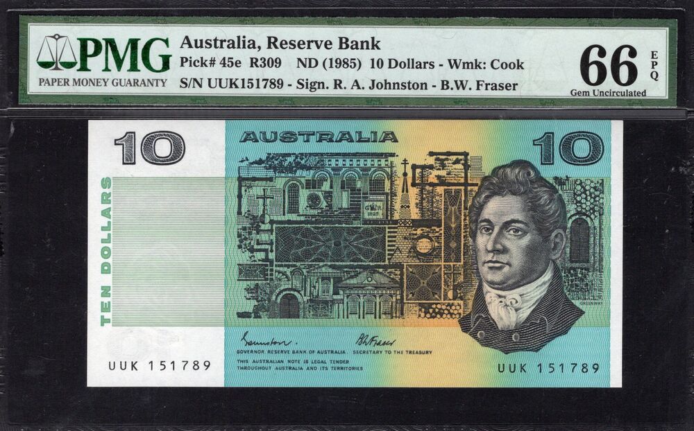Australia - 10 Dollars ND (1985) - Pick # 45e - PMG 66 EPQ