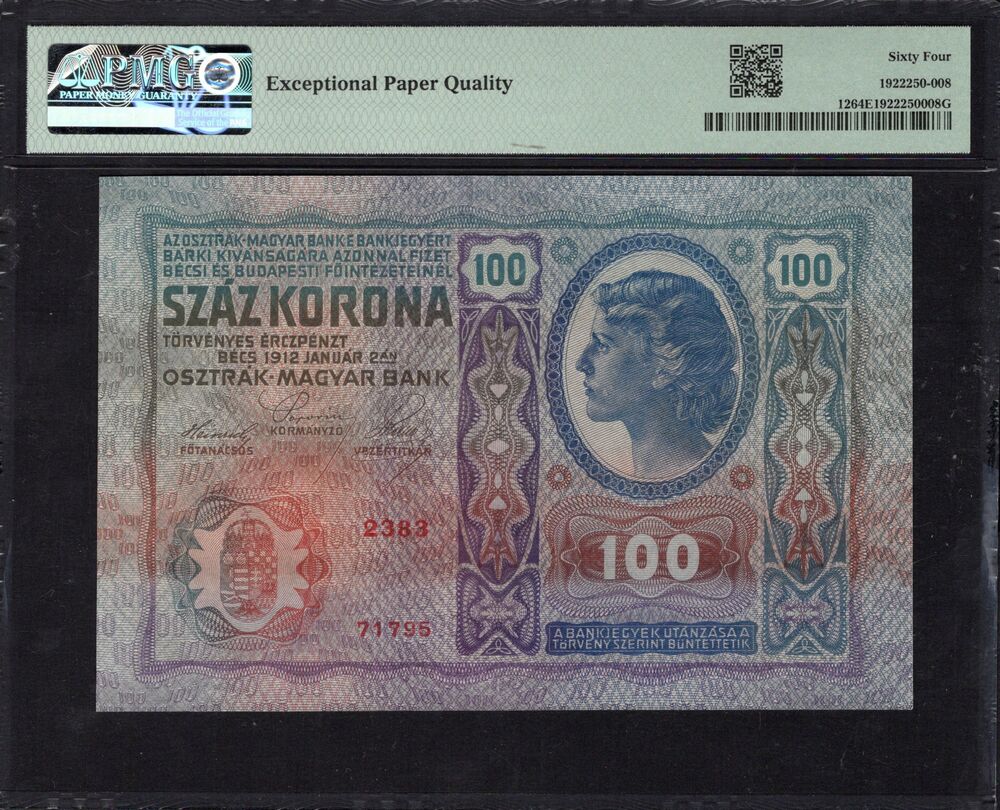 Austria - 100 Kronen 1912 - Pick # 12 - PMG 64 EPQ