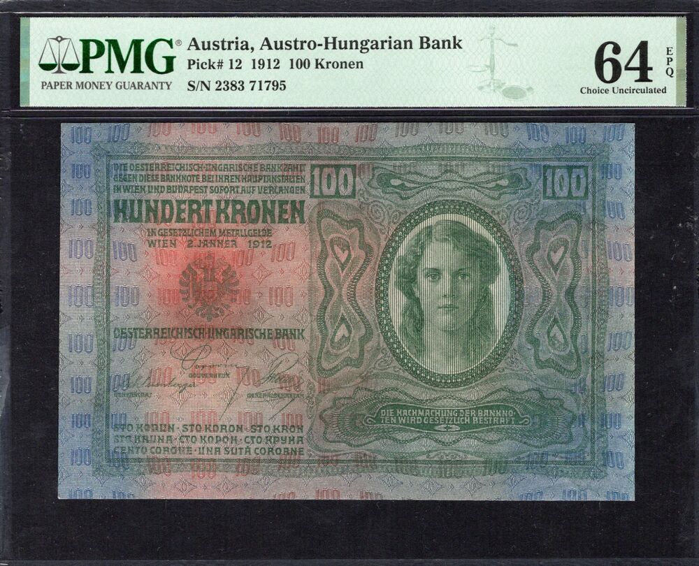 Austria - 100 Kronen 1912 - Pick # 12 - PMG 64 EPQ