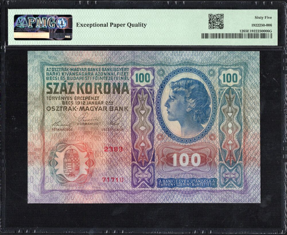 Austria - 100 Kronen 1912 - Pick # 12 - PMG 65 EPQ