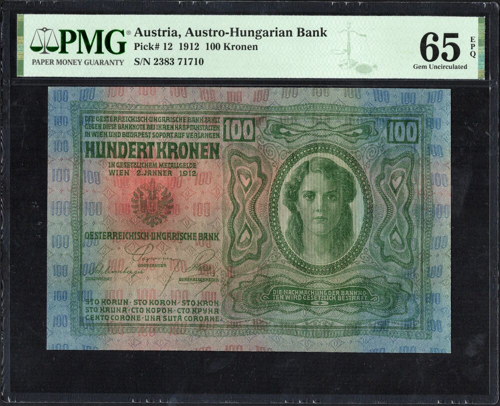 Austria - 100 Kronen 1912 - Pick # 12 - PMG 65 EPQ