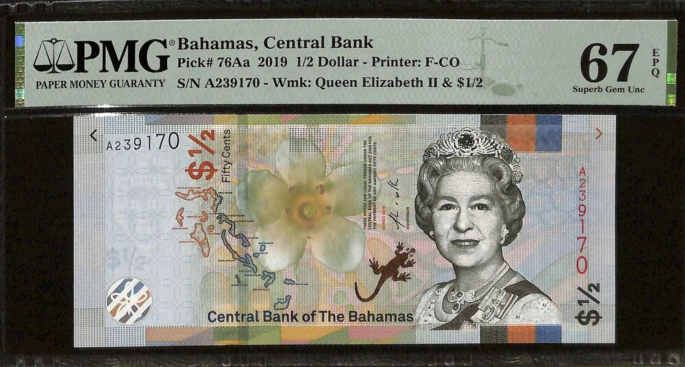 Bahamas - 1/2 Dollars 2019 - Pick # 76Aa - PMG 67 EPQ