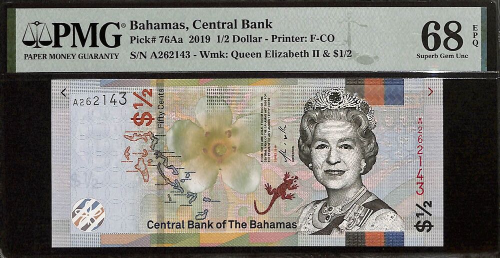 Bahamas - 1/2 Dollars 2019 - Pick # 76Aa - PMG 68 EPQ