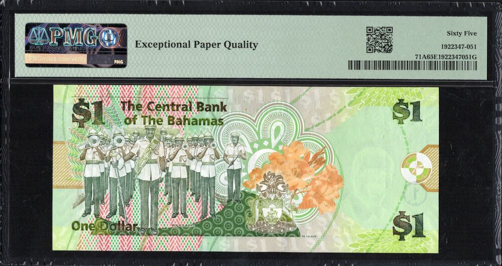Bahamas - 1 Dollar 2015 - Pick # 71A - PMG 65 EPQ