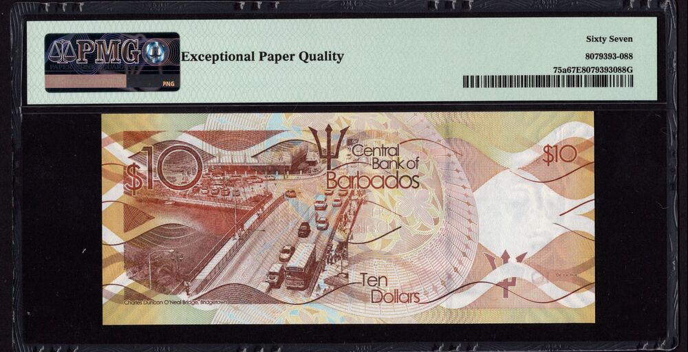 Barbados - 10 Dollars 2013 - Pick # 75a - PMG 67 EPQ