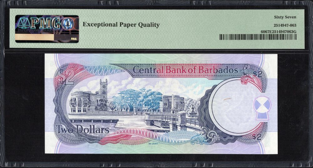 Barbados - 2 Dollars ND (2000) - Pick # 60 - PMG 67 EPQ