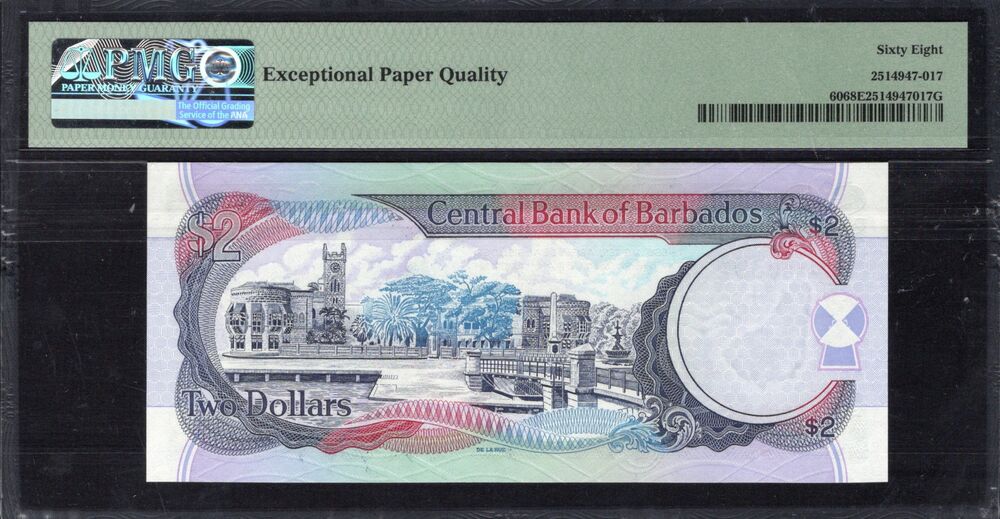 Barbados - 2 Dollars ND (2000) - Pick # 60 - PMG 68 EPQ