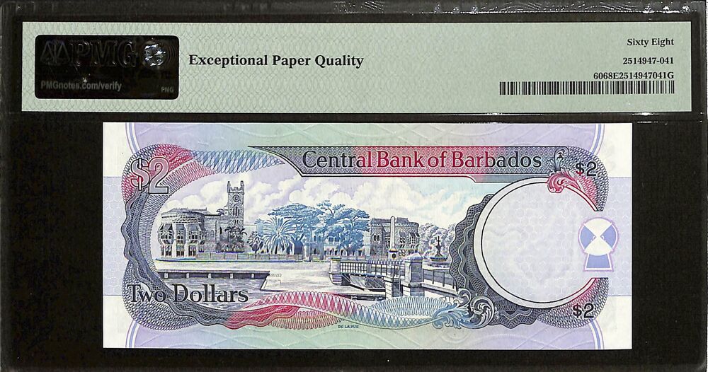 Barbados - 2 Dollars ND (2000) - Pick # 60 - PMG 68 EPQ
