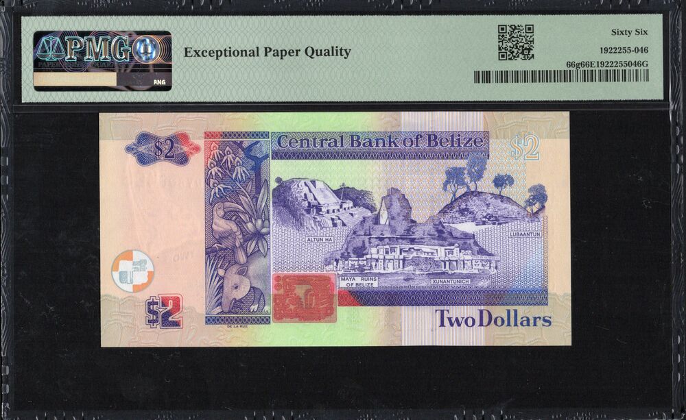 Belize - 2 Dollars 2021 - Pick # 66g - PMG 66 EPQ