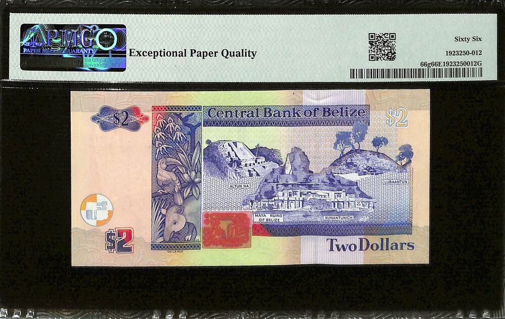 Belize - 2 Dollars 2021 - Pick # 66g - PMG 66 EPQ