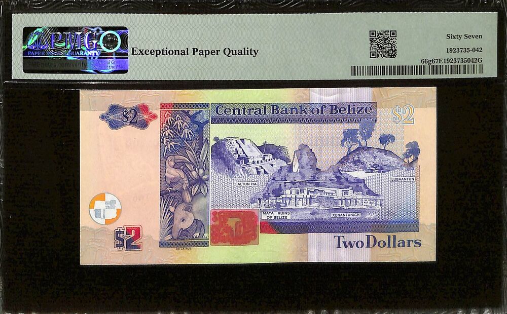 Belize - 2 Dollars 2021 - Pick # 66g - PMG 67 EPQ
