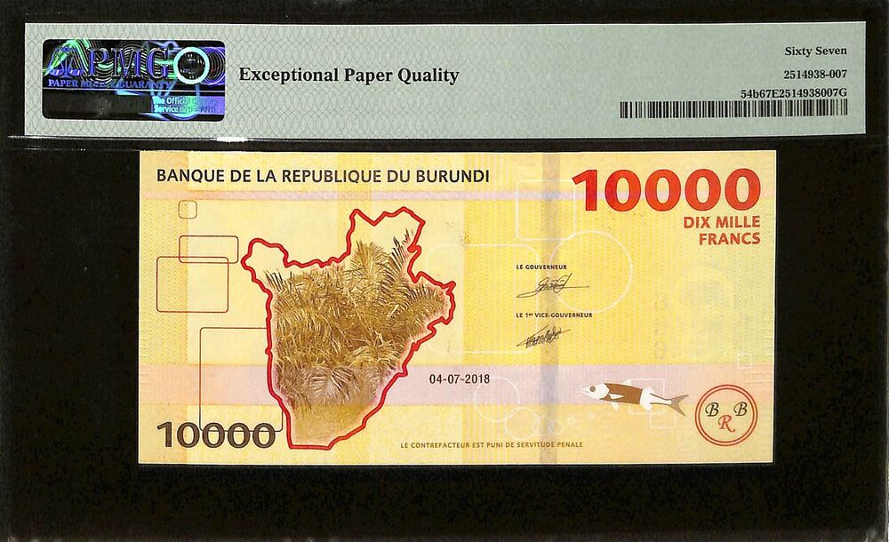 Burundi - 10.000 Francs 2018 - Pick # 54b - PMG 67 EPQ
