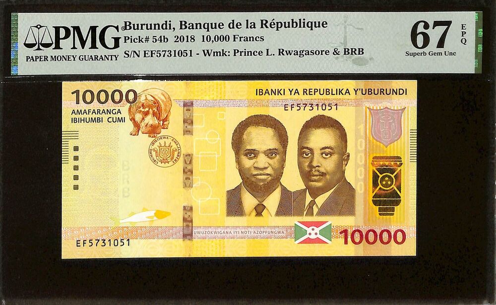 Burundi - 10.000 Francs 2018 - Pick # 54b - PMG 67 EPQ