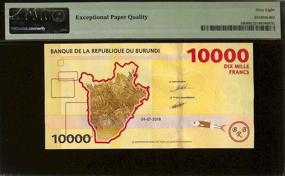 Burundi - 10.000 Francs 2018 - Pick # 54b - PMG 68 EPQ
