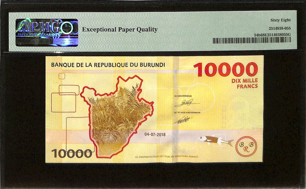 Burundi - 10.000 Francs 2018 - Pick # 54b - PMG 68 EPQ
