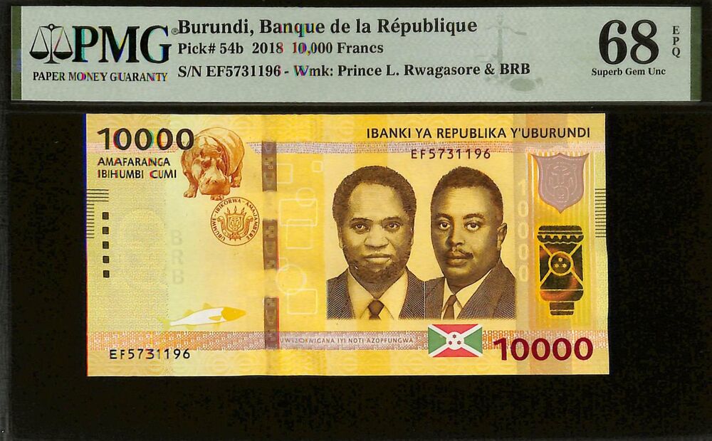 Burundi - 10.000 Francs 2018 - Pick # 54b - PMG 68 EPQ