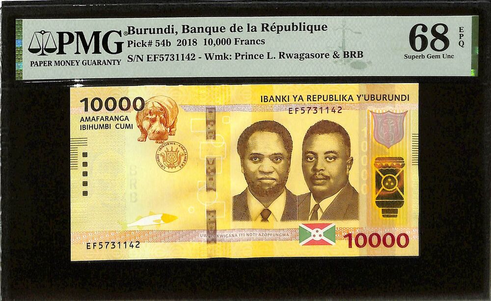 Burundi - 10.000 Francs 2018 - Pick # 54b - PMG 68 EPQ