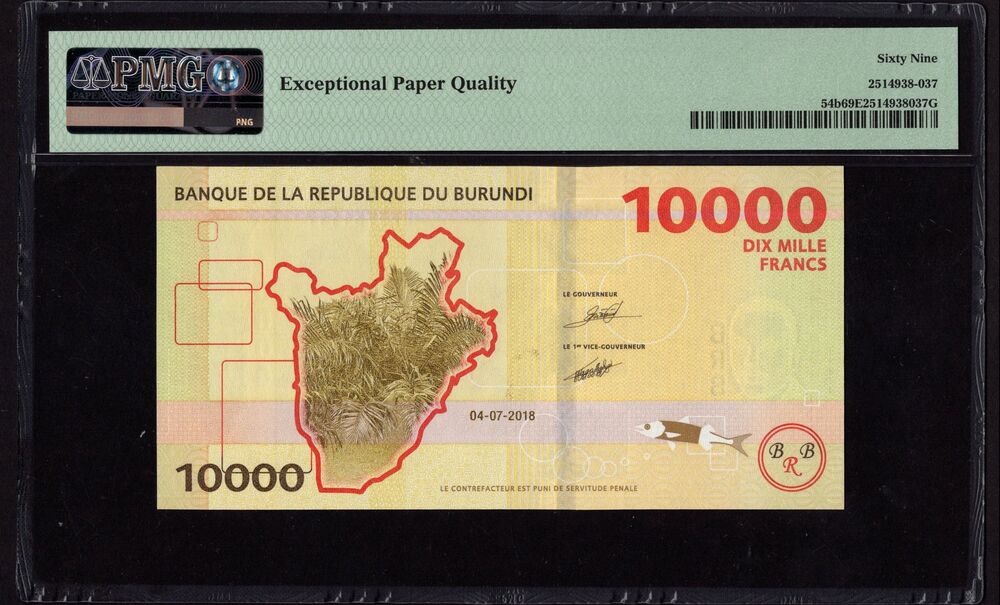 Burundi - 10.000 Francs 2018 - Pick # 54b - PMG 69 EPQ