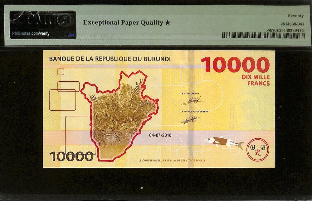 Burundi - 10.000 Francs 2018 - Pick # 54b - PMG 70 EPQ