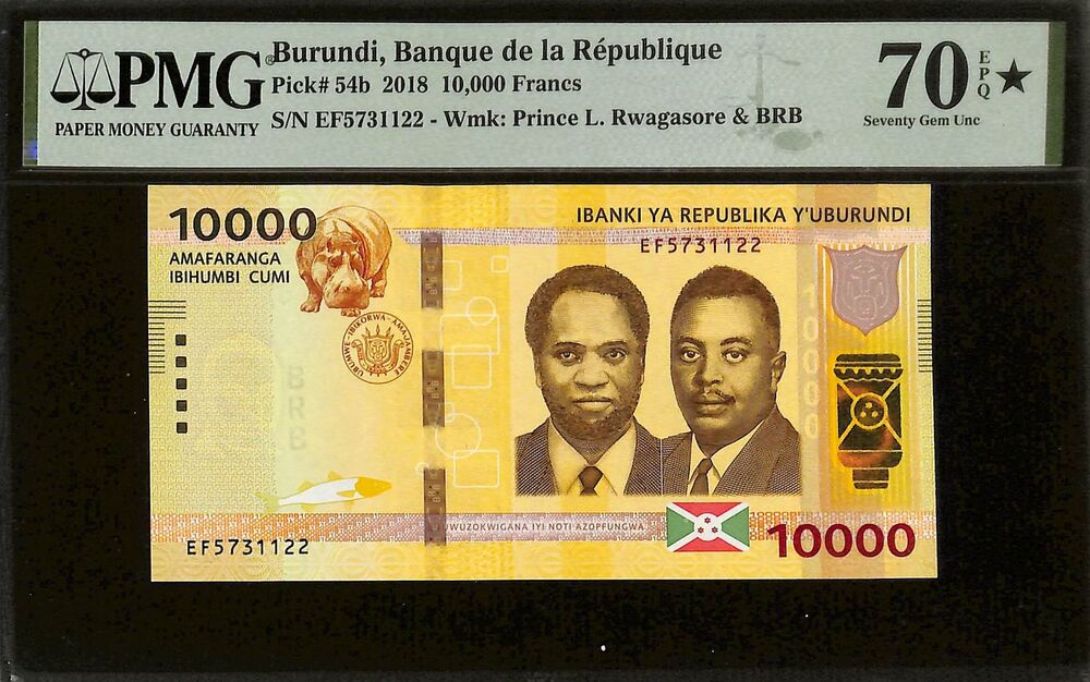 Burundi - 10.000 Francs 2018 - Pick # 54b - PMG 70 EPQ