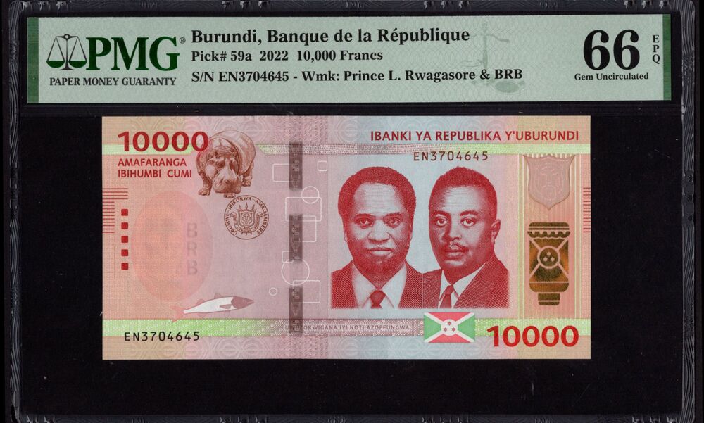 Burundi - 10.000 Francs 2022 - Pick # 59a - PMG 66 EPQ