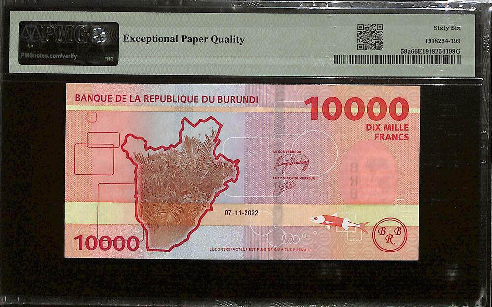 Burundi - 10.000 Francs 2022 - Pick # 59a - PMG 66 EPQ