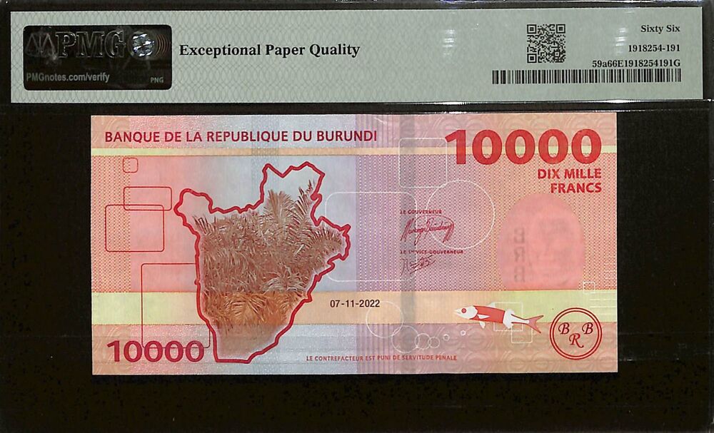 Burundi - 10.000 Francs 2022 - Pick # 59a - PMG 66 EPQ