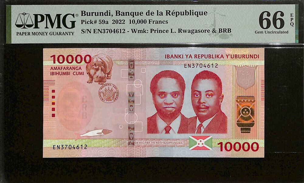 Burundi - 10.000 Francs 2022 - Pick # 59a - PMG 66 EPQ
