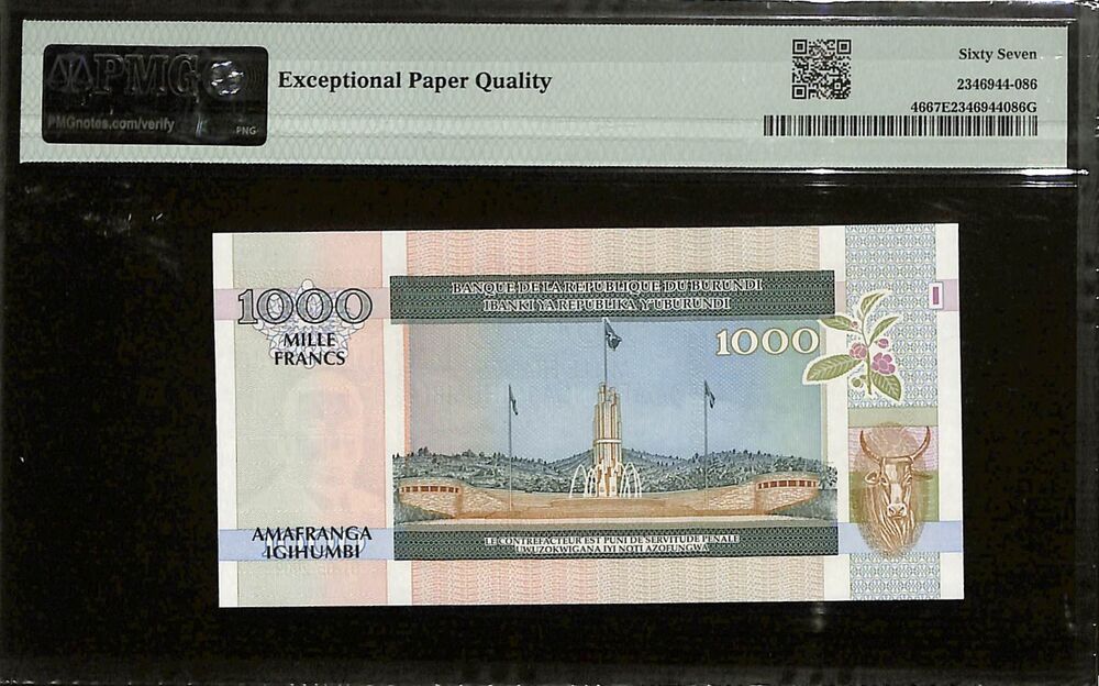Burundi - 1000 Francs 2009 - Pick # 46 - PMG 67 EPQ