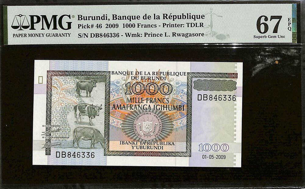 Burundi - 1000 Francs 2009 - Pick # 46 - PMG 67 EPQ