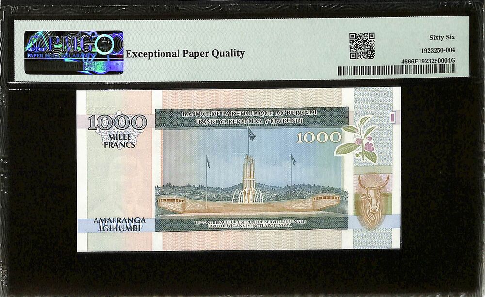 Burundi - 1000 Francs 2009 - Pick # 46 - PMG 66 EPQ