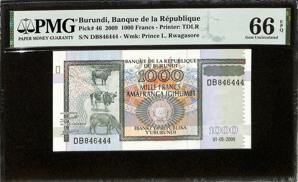 Burundi - 1000 Francs 2009 - Pick # 46 - PMG 66 EPQ
