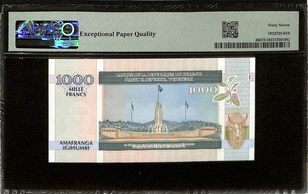 Burundi - 1000 Francs 2009 - Pick # 46 - PMG 67 EPQ