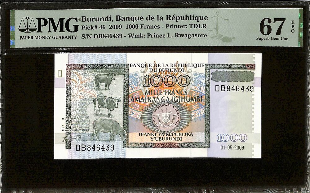 Burundi - 1000 Francs 2009 - Pick # 46 - PMG 67 EPQ