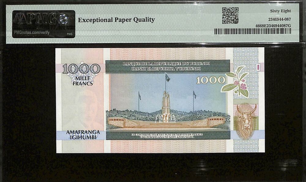 Burundi - 1000 Francs 2009 - Pick # 46 - PMG 68 EPQ