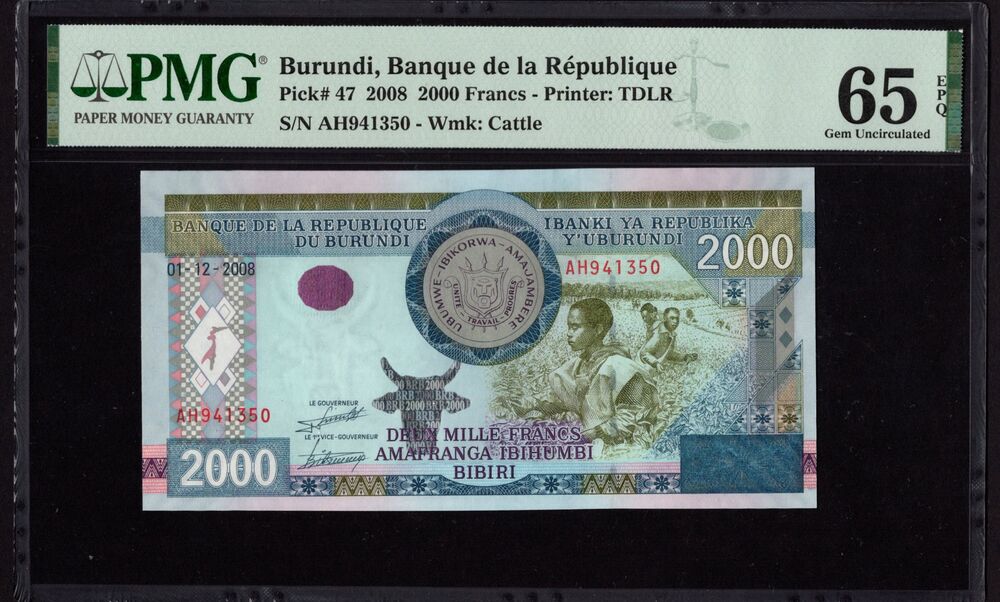 Burundi - 2000 Francs 2008 - Pick # 47 - PMG 65 EPQ