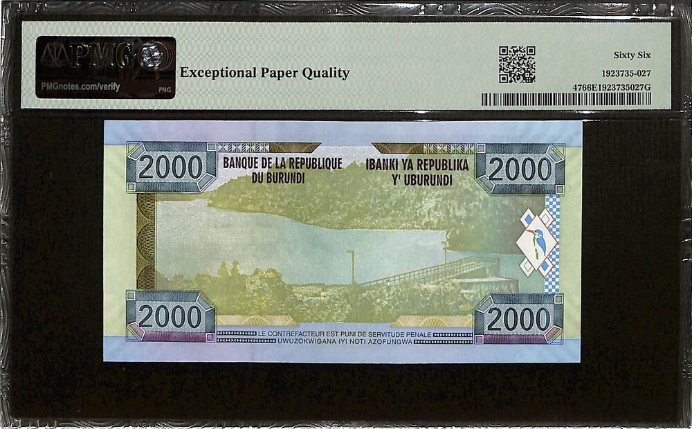 Burundi - 2000 Francs 2008 - Pick # 47 - PMG 66 EPQ